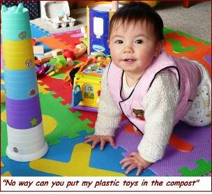 Compost materials-not Jessie's plastic toys